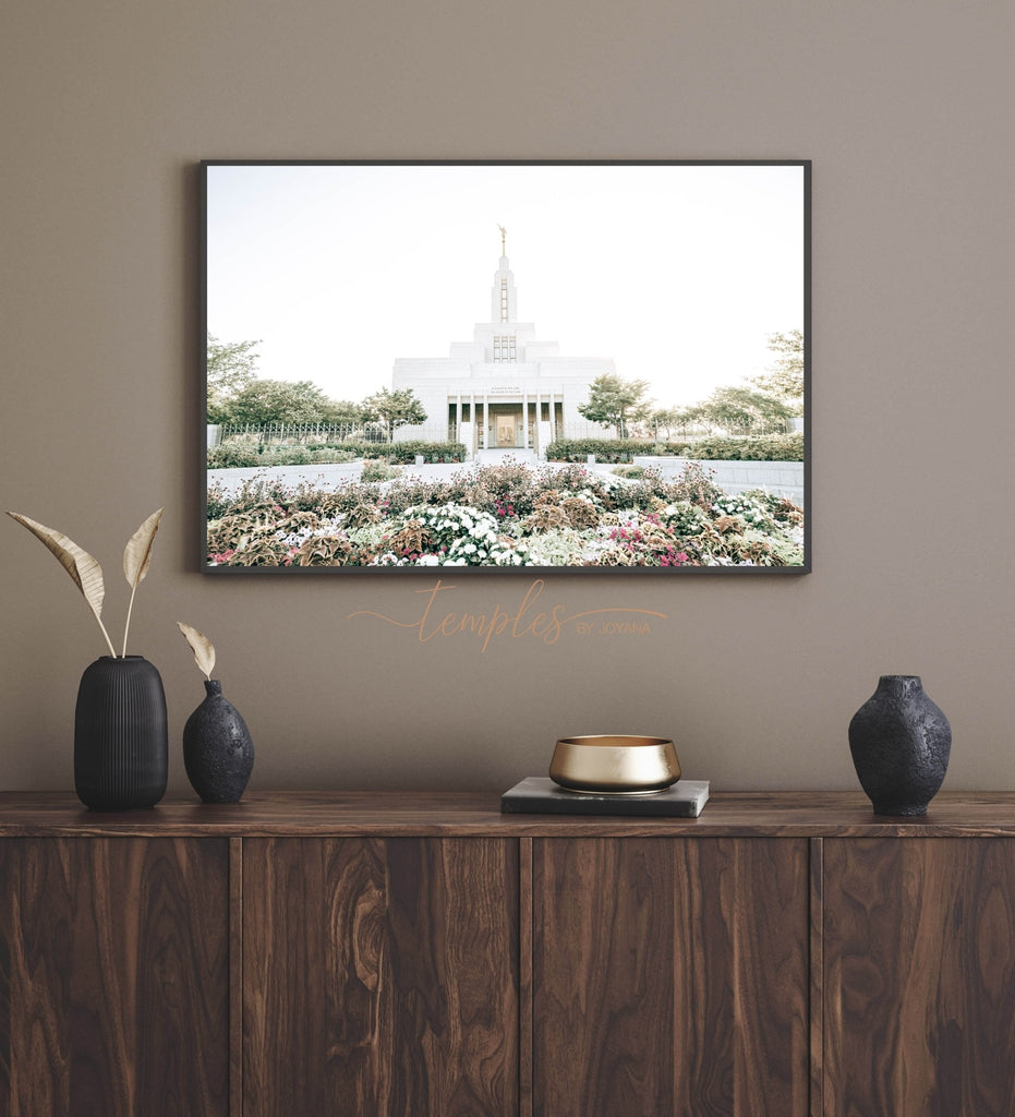 Draper Utah Temple Flowers Horizontal - Jesus is the Christ Prints