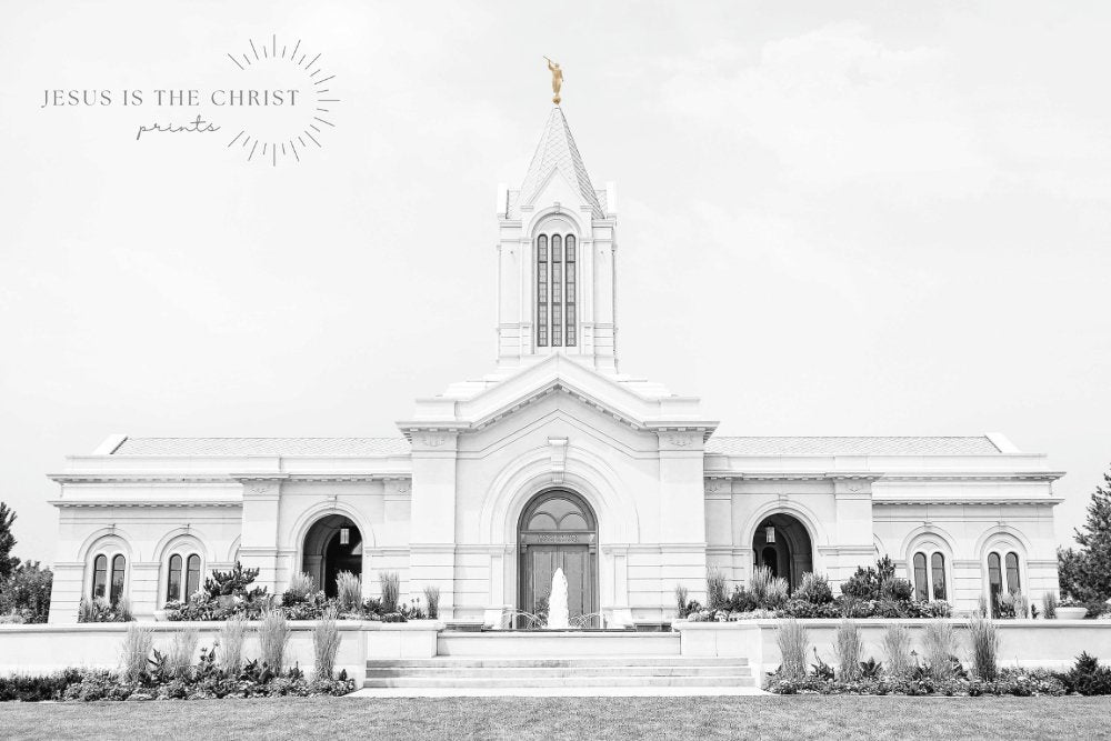 Fort Collins Colorado Temple Black & White - Jesus is the Christ Prints