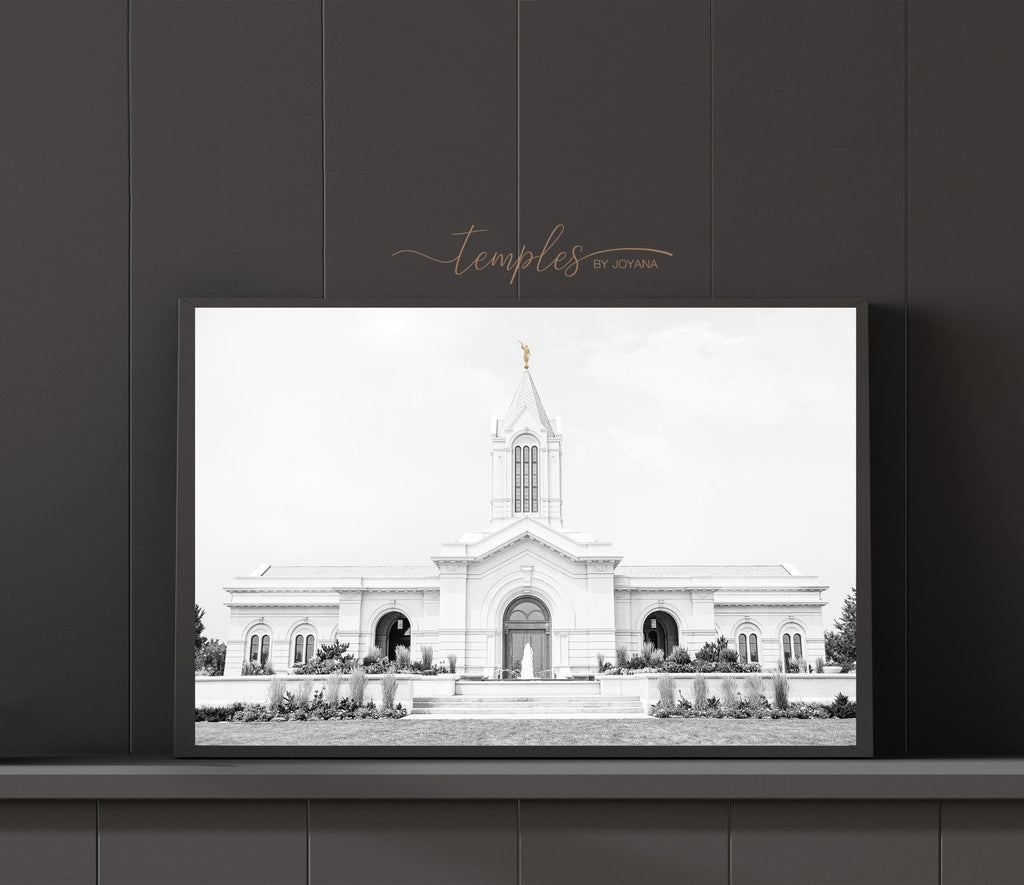 Fort Collins Colorado Temple Black & White - Jesus is the Christ Prints