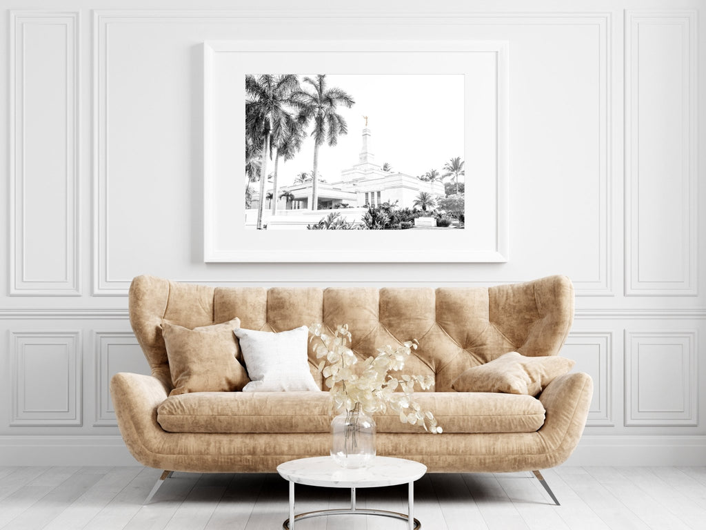 Kona Hawaii Temple Black & White - Jesus is the Christ Prints