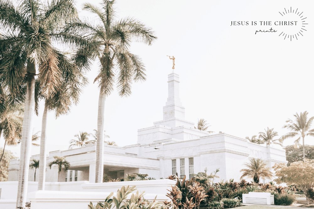 Kona Hawaii Temple Palm Trees - Jesus is the Christ Prints