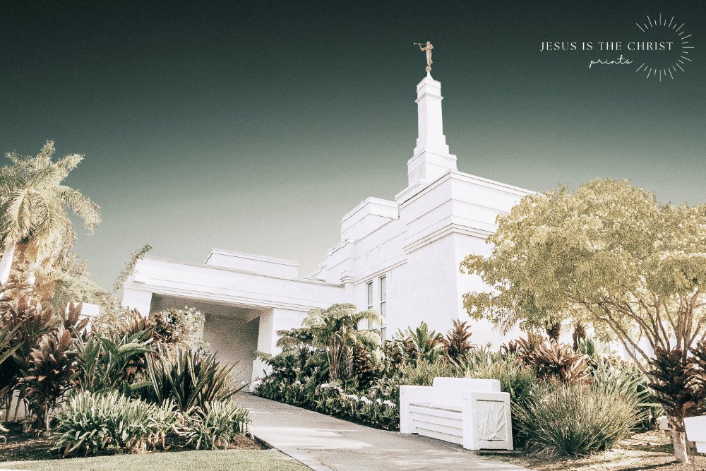 Kona Hawaii Temple Sage Green - Jesus is the Christ Prints