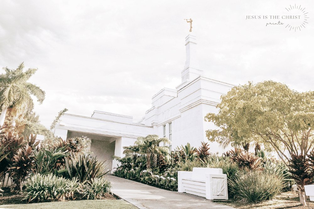 Kona Hawaii Temple White Skies - Jesus is the Christ Prints