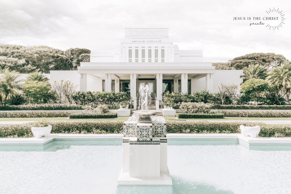 Laie Fountain White Skies - Jesus is the Christ Prints