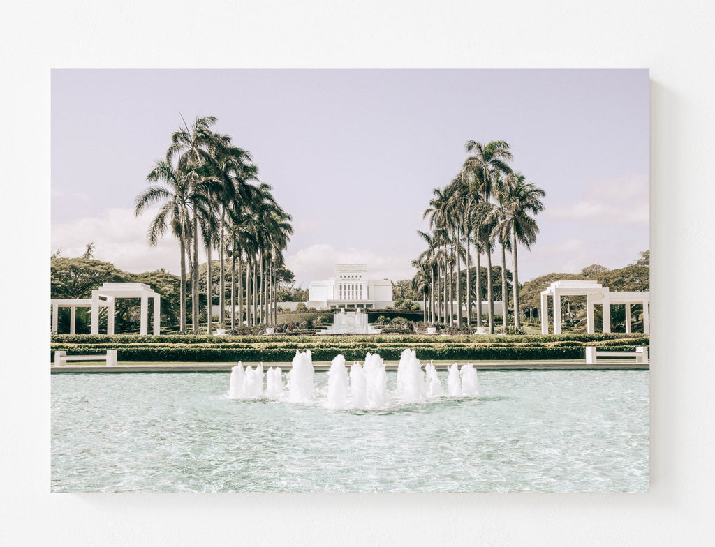 Laie Hawaii Fountain Pastel Skies - Jesus is the Christ Prints
