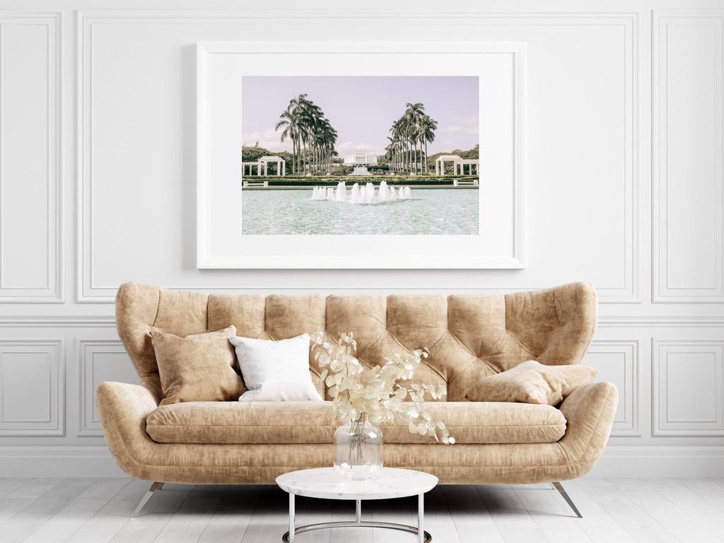 Laie Hawaii Fountain Pastel Skies - Jesus is the Christ Prints