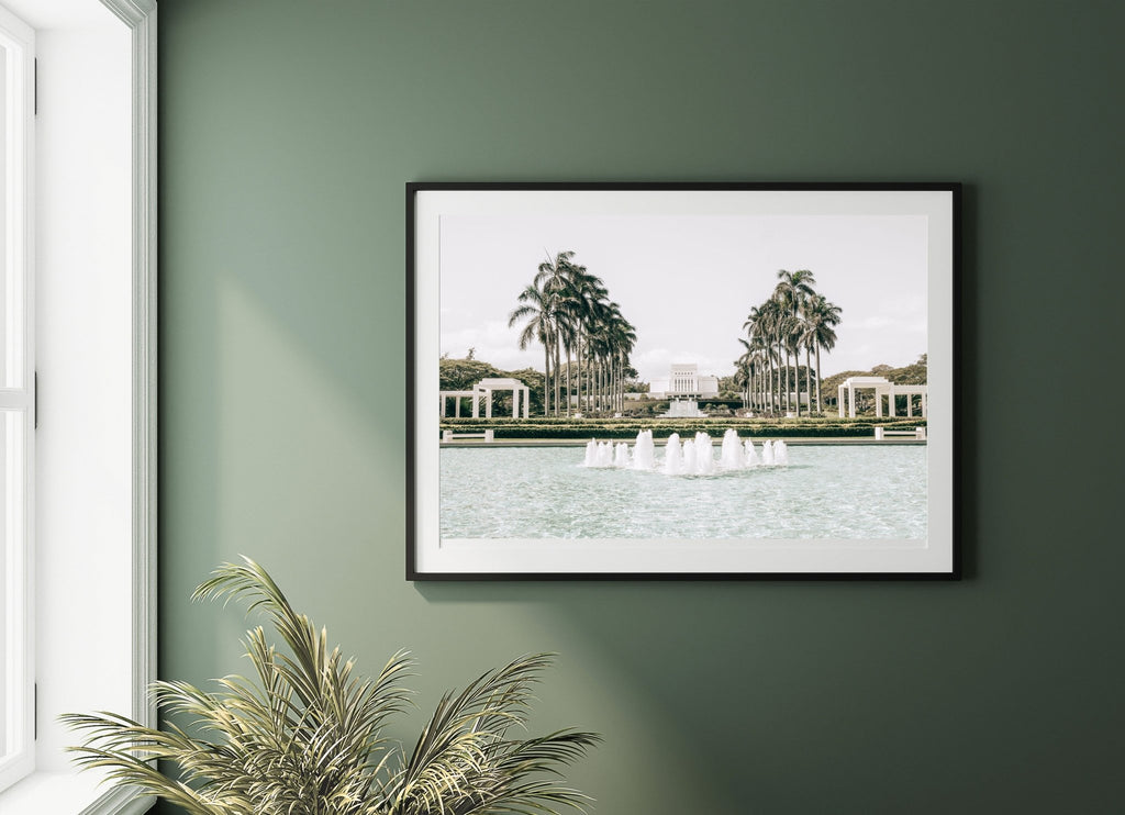 Laie Hawaii Fountain White Skies - Jesus is the Christ Prints
