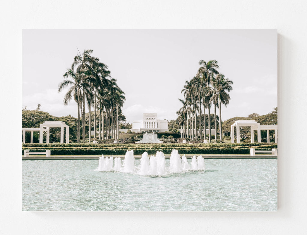 Laie Hawaii Fountain White Skies - Jesus is the Christ Prints