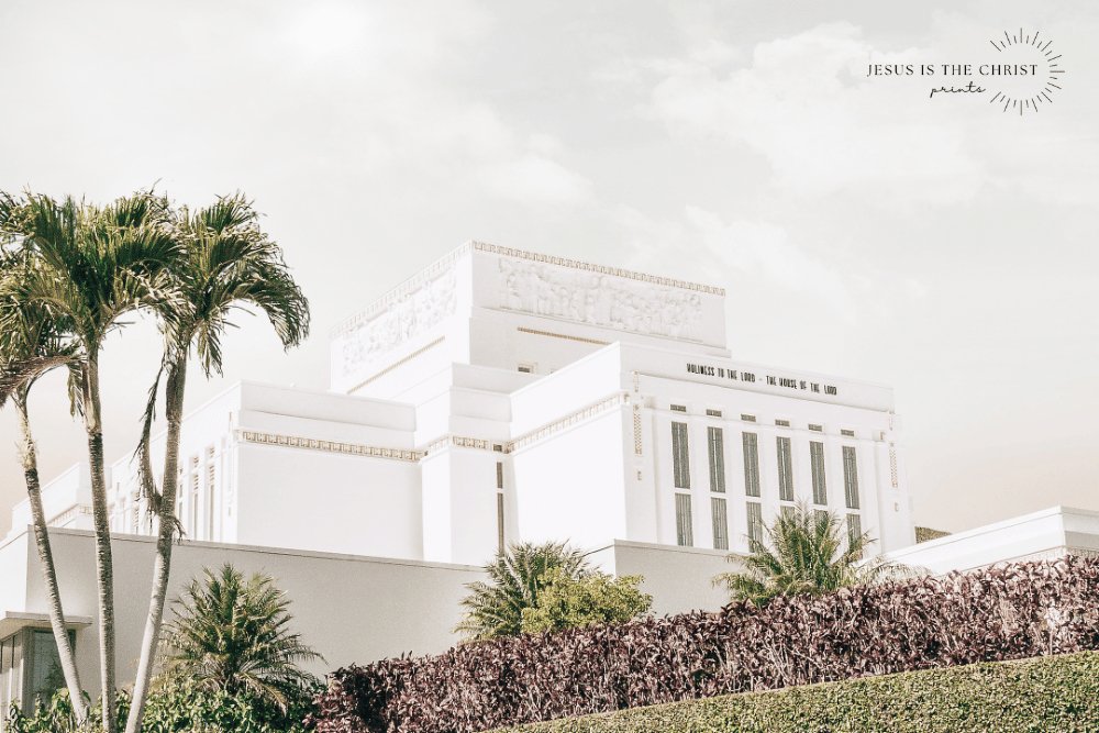 Laie Hawaii Temple Side Warm Silver - Jesus is the Christ Prints