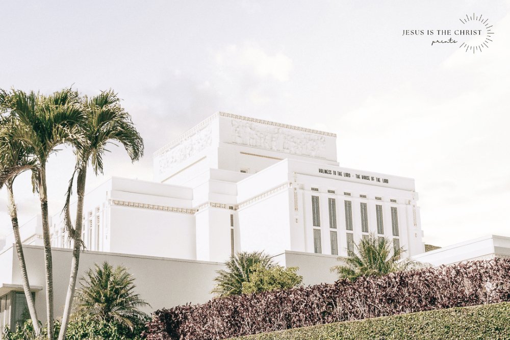 Laie Hawaii Temple Side White Skies - Jesus is the Christ Prints