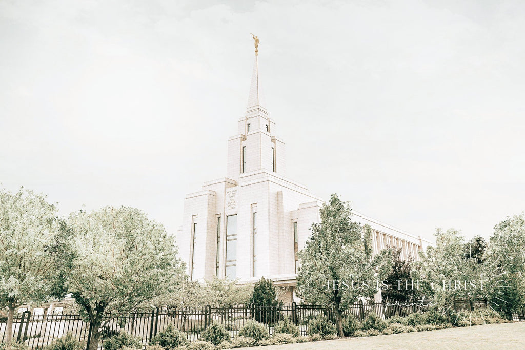 Oquirrh Mountain Utah Temple Landscape - Jesus is the Christ Prints