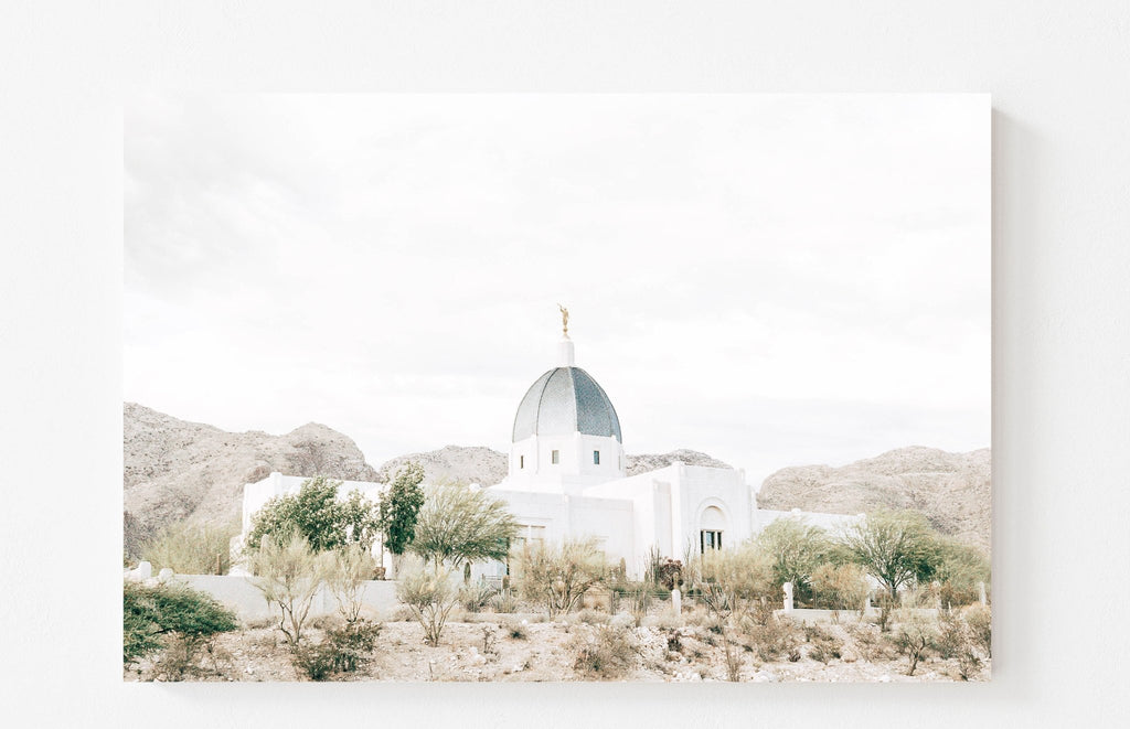Tucson Arizona Temple White Skies - Jesus is the Christ Prints
