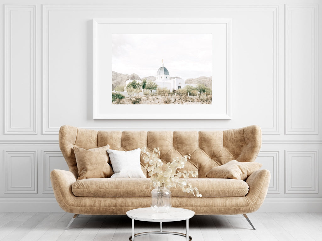 Tucson Arizona Temple White Skies - Jesus is the Christ Prints