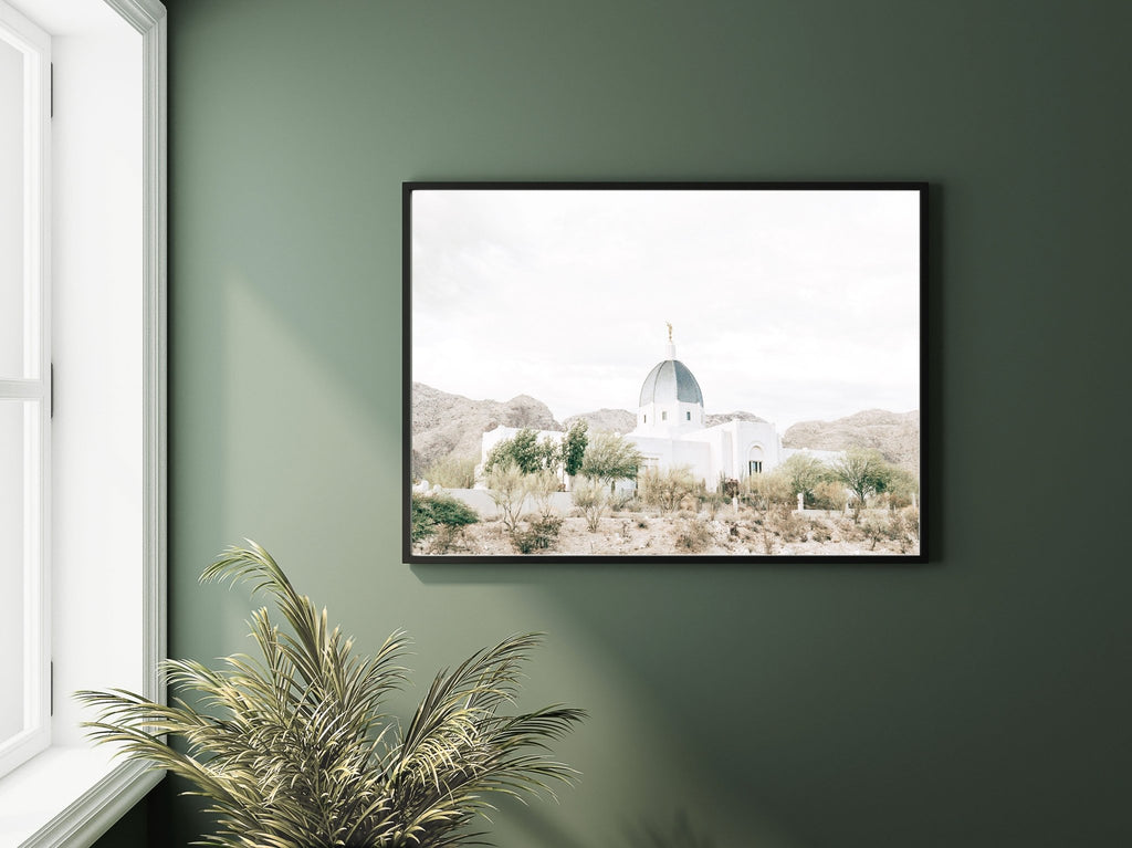 Tucson Arizona Temple White Skies - Jesus is the Christ Prints